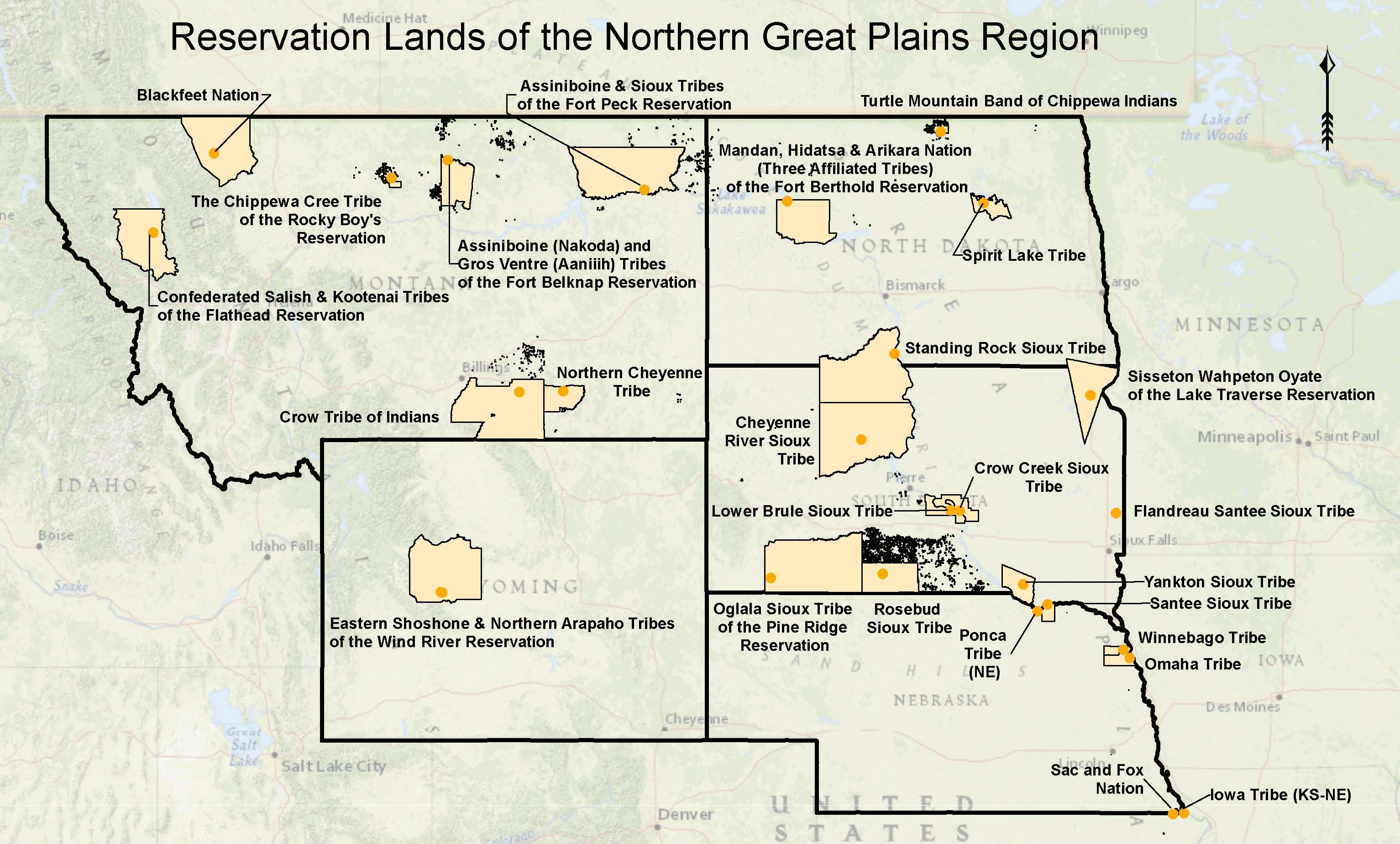 Northern Great Plains Tribes and Reservations Map U.S. Climate Resilience Toolkit